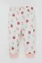 Baby Girl Pajama Set with Shoulder Patches, Cute Little Apple Pattern, 4 Months-1 Year, Ecru - 3