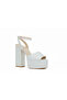 Platform High Heeled Beige Satin Women's Shoes - Plt8457 - 4