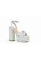 Platform High Heeled Beige Satin Women's Shoes - Plt8189 - 2