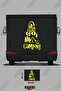 Caravan Sticker Covering with the Text'Go Camping' and an Image of a Tent and a Tree