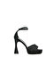 Platform High Heel Black Satin Women's Shoes - Plt8188
