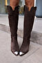 Smash Women's Brown Genuine Leather Suede Western Boots - 6