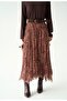 Vintage Patterned Lined Pleated Stylish Chiffon Skirt - 2