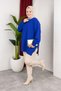 Women's Testtür Clothing Crew Neck Slit Detail Stone and Balloon Sleeve Oversized Stylish Knitwear Tunic - 6