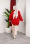 Women's Testtür Clothing Crew Neck Slit Detail Stone and Balloon Sleeve Oversized Stylish Knitwear Tunic - 4