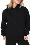 Women's Tops Black Color Three Thread Sh Fleece-Lined Kangaroo Pocket K Hooded Unisex O Oversized Sweatshirt - 4