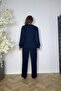 G1663 Collar and Button Detailed Double Suit Navy Blue - 2