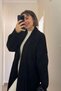Shawl Collar Long Fleece-Lined Black Cardigan - 2