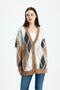 Colorful Fleece-Lined Diamond Patterned Oversized Button Knitwear Women's Cardigan Biscuit - 5
