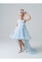 Girl's Strap Dress with Pearl and Rose Detail, Detachable Tail, Crown Gift, Monita Girl's Evening Dress 3 - 2