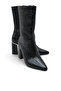 Women's Black Snake Patent Leather Pointed Toe Boots Offer a Modern and Bold Style with Their 8.5 cm Heel. - 5