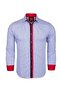 Slim Fit Red Detailed Pinstripe Cotton Men's Shirt - 3