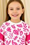 Girl's Hooded Piece Tracksuit Set Pink Patterned Bottom Top Set 3-9 Years Old - 2