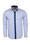Slim Fit Blue Detailed Pinstripe Cotton Men's Shirt - 2
