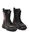 Black Fur Lined Lace up Zippered Girl's Boots 2005 F - 3