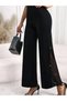 New Season Side-Tulle Women's Crepe Pants High Waist Imported Stylish Model - 2