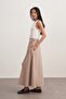Women's Gabardine Belted Flared Skirt Beige - 3