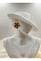 Gold Color Flower Shaped Earrings – Elegant Ear Accessory with Embossed Leaf Detail - 3