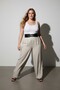 Women's Wide Waist Belt with Double Buckle and Staple Detail, Leather Look, Black, Plus Size - 4