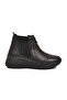 Black Genuine Leather Shock-Absorbing Anatomical Women's Boots with Fleece Inside 4153 Z - 2