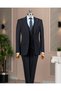Italian Style S Slim Fit Peaked Lapel Jacket Vest Pants Suit Navy Blue T14862 - 3