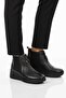 Black Genuine Leather Shock-Absorbing Anatomical Women's Boots with Fleece Inside 4153 Z
