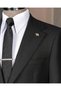 Italian Style S Slim Fit Mono Collar Jacket Pants Suit Black T14759 - 3