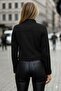 Women's Long Sleeve Suede Short Jacket with Buttons at the Neck and Front - 2