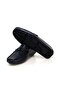 Dark Blue Color Laceless Genuine Leather Men's Shoes - 3