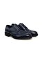 Dark Blue Color Lace-Up Genuine Leather Men's Shoes