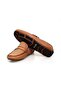 Tan Color Laceless Genuine Leather Men's Shoes - 3
