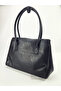 Black Faux Leather Retro Large Handbag and Shoulder Bag - 3