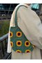 Sunflower Motif Knitted Shoulder Bag - 3