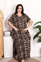 Short Sleeve Pocket Leopard Plus Size Nightgown - 2