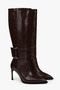 Women's Emma Brown Leather Buckle Heeled Boots - 5