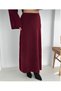 Women's Burgundy Soft Textured Top and Bottom Two-Piece Set - Cardigan-Skirt - 3