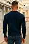 Men's Comfortable Casual V-Neck Navy Blue Long Sleeve T-Shirt - 5