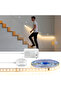 طقم إضاءة ليلية LED للسلالم بمستشعر حركة PIR أبيض دافئ بطول 5 أمتار مع قابس الاتحاد الأوروبي WS2811 بكسل قابل للعنونة