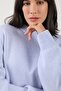 Blue Long Sleeve Crew Neck Cashmere Oversized Women's Knitwear Sweater - 4