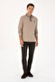 Men's Comfort Fit Half Zip Dark Beige Sweatshirt 50308927-Vr088 - 4