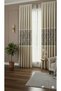 Cream-Colored Background Curtain with Stylish Mink Details, Marble Stone Texture, Thick Panel Background, Tightly Pleated Single Panel. - 3