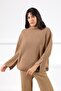 Camel Sleeve Slit Turtleneck Cashmere Women's Knitwear Sweater - 2