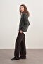 Women's Scarf Collar Knit Sweater Anthracite - 2