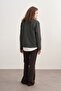 Women's Scarf Collar Knit Sweater Anthracite - 3