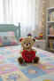 Cute Soft 35 cm Heart-Shaped Plush Teddy Bear with Red Buckle, Sleeping Companion Gift - 4