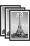Aluminum A3 Picture Frame Set of 3, 21x29.7cm/29.7x42cm (Black)