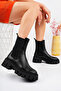 Thick Soled Elastic Genuine Leather Black Women's Boots Real Leather Women's Long Boots with Elastic Sides - 4