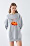 Women's Oversized Sweat Dress Bakery Bun Printed Gray Melange – Crew Neck, 3 Thread Fleece - 5