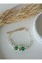 Women's Bracelet Gold Emerald Green Pearl Beads Gift New Year Mother's Day Valentine's Day Gift - 2