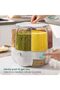 Grain Food Storage Dispenser, 22lbs, 6-Compartment, 360° Rotating (Green & Clear) - 3